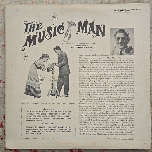 THE MUSIC MAN Original Broadway Cast Album 1957 Capitol WA0990 Robert Preston - Picture 4 of 13